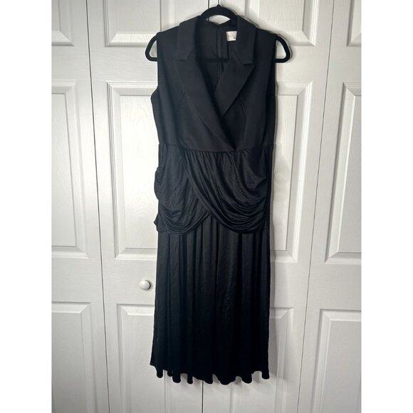 Emilia George Meghan Black V-Neck Collared Maternity Dress Women's Size Large L - Picture 5 of 11